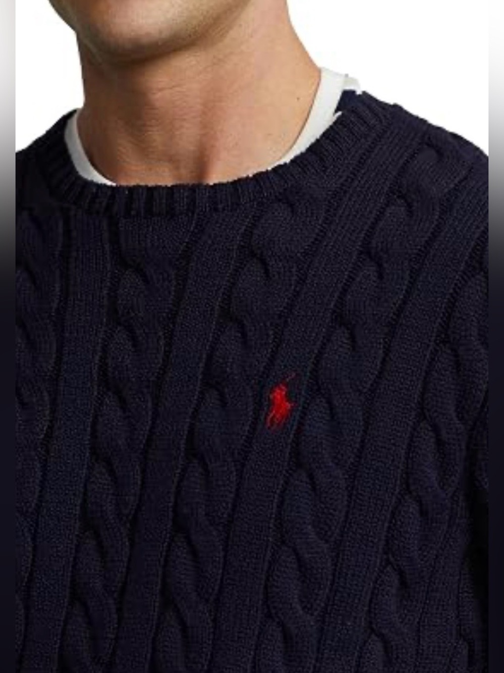 Polo Ralph Lauren cable knit crewneck sweater sweatshirt jumper embroidered logo